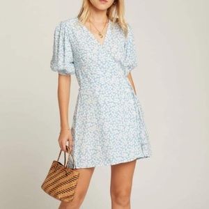 Faithfull the Brand Blanco Floral Wrap Minidress M